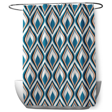 70"Wx73"L Feathers Shower Curtain, Unreal Teal