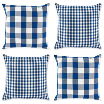 DII Modern Cotton Gingham/Buffalo Check Pillow Cover in Navy (Set of 4)
