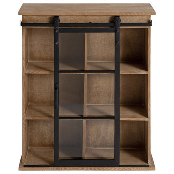 Barnhardt Wood Decorative Cabinet with Sliding Door, Rustic Brown