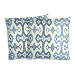 Cushion Source - Fuse Chambray Ikat Outdoor Throw Pillows, Set of 2, 18"x18" - Outdoor Cushions And Pillows