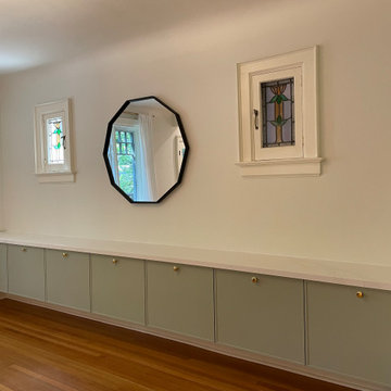 IKEA Kitchen with Custom White Oak and Sage Green Doors by Allstyle