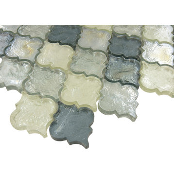 11"x11.1" Dentelle Arabesque Glossy/Iridescent Glass Tile, Heavenly Lagoon Blue