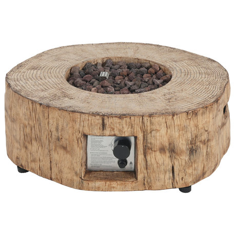 GDF Studio Ruby Outdoor MGO Propane Fire Pit, Brown