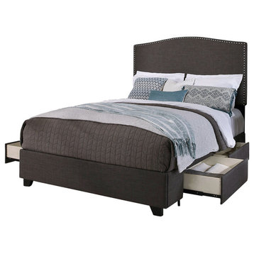 Newport Upholstered Platform Storage Bed, Grey, Queen