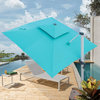 Patio Umbrella, 360° Rotation Double Top Vented Canopy, Turquoise, 10ft Square