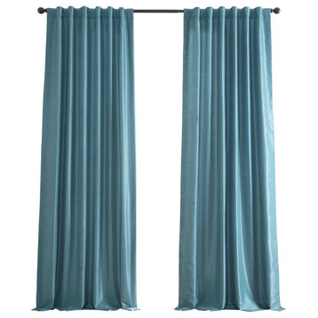 Vintage FauxDupioni Silk Curtain, Single Panel, Nassau Blue, 50"x84"