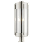 Livex - Livex 22387-91 3-Light Outdoor Post Top Lantern, Brushed Nickel - The Sheridan outdoor collection has a clean, crisp look and contemporary appeal. This three-light stainless steel large post top lantern has a brushed nickel finish and features electrical plated smoke glass.