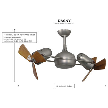 Dagny Rotational Ceiling Fan, Textured Bronze, Mahogany Tone Blades