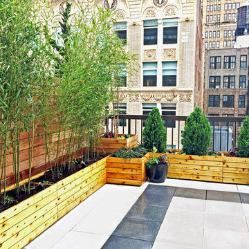 Chelsea, NYC Rooftop Terrace Design with Custom Cedar Planter Boxes