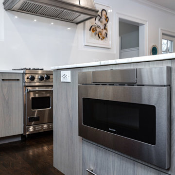 Beautiful Bleached Walnut Kitchen with 6' Floating Shelves