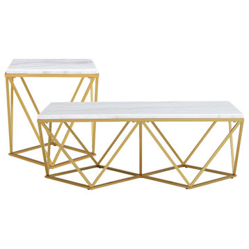 Picket House Furnishings Conner 2 Piece Occasional Table Set In Gold CRK1202PC