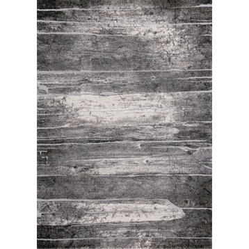 Melbourne Collection Gray Cream Distressed Rug, 5'3"x7'7"