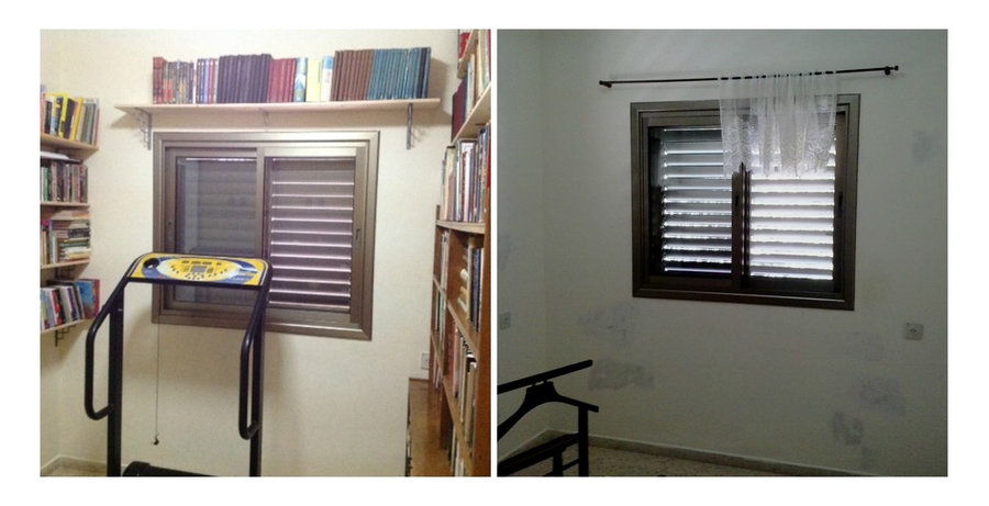 spare room turned into a library-gym
