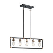 Linear Chandelier 5-Light by Kichler, Transitional Style, Black Finish