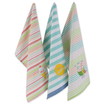 Summer Fun Embellished Dishtowel Set of 3