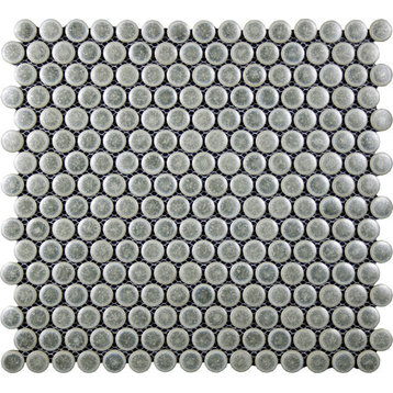 Porcelain Mosaic Tile Penny Rounds for Floors Walls, Sage Green