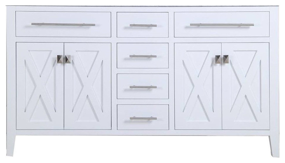 Wimbledon, 60, White Cabinet, no mirror - Transitional - Bathroom ...