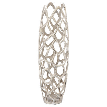 Contemporary Silver Aluminum Metal Vase 37660