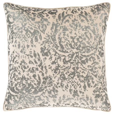 Carrisa CRI-001 Pillow Cover, Silver, 18"x18", Pillow Cover Only