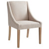 Contoured Arms Fabric Dining Chair With Reclaimed Legs
