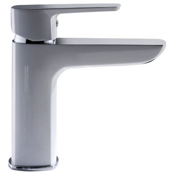 Dowell 8001/021 Series Single Handle Bathroom Faucet, Chrome With White