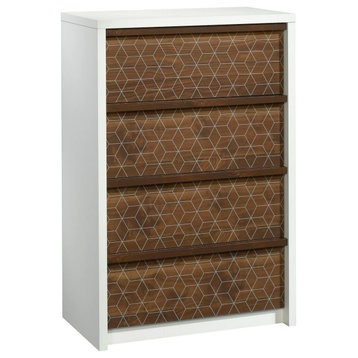 Minimalistic Dresser, Storage Drawers With Integrated Pull Handles, Brown/White