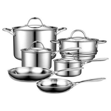 Cooks Standard Multi-Ply Clad Stainless-Steel 10-Piece Cookware Set, NC-00210