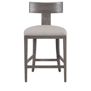Modrest Fabien Mid-Century Modern Beige Linen + Grey Wash Counter Chair