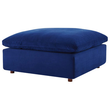 Accent Chair Ottoman, Velvet, Blue Navy, Modern, Living Lounge Hotel Hospitality