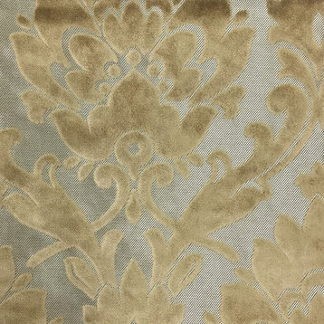 Radcliffe Burnout Velvet Damask Upholstery Fabric, Latte