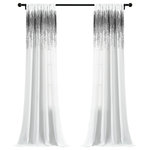 Triangle Home Fashions - Shimmer Sequins Window Panel Set, White/Black, 84"x42" - Add fashion and glamorous style to your home with these shimmering and shining window panels. The top section of the curtain features a modern sequin pattern that will light up the room. This panel set will make an instant statement in your home.Each Panel: 84"H x 42"W