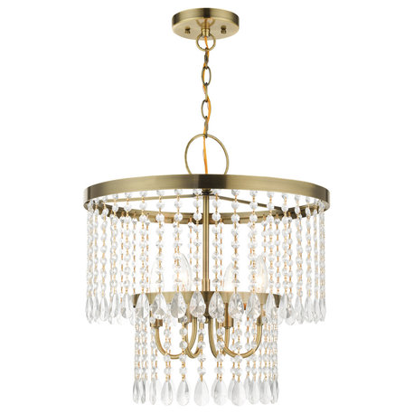 Antique Brass Transitional, Dazzling, Modern Classic, Pendant Chandelier