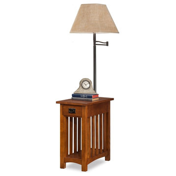 Leick Furniture Mission Chairside Solid Wood Lamp Table Medium in Oak