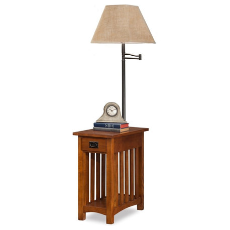 Leick Furniture Mission Chairside Solid Wood Lamp Table Medium in Oak