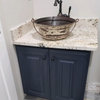 Round Copper Vessel Bath Sink BUCKET Style in Distressed Antique White Exterior
