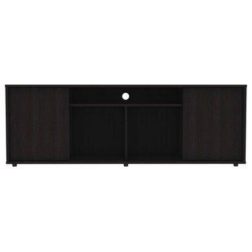 Black TV Stand Media Center With Two Cabinets