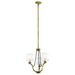 Kichler - Mini Chandelier 3-Light - With elegant curves, fabric covered rope detail and white linen shades the 3-light mini chandelier with Natural Brass finish from the Thisbe(TM) collection is far from your common classic style. in.,