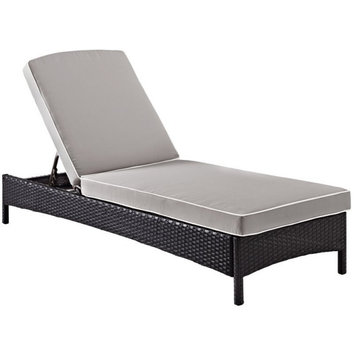 Crosley Palm Harbor Wicker Patio Chaise Lounge in Brown and Gray