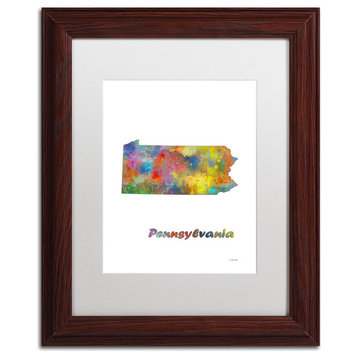 Marlene Watson 'Pennsylvania State Map-1' Framed Art, Wood Frame, 11"x14", White