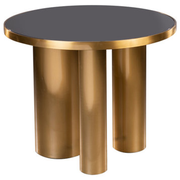 Balmain Round Accent Table, Gold