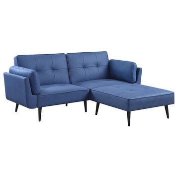 Acme Nafisa Adjustable Sofa and Ottoman Blue Fabric