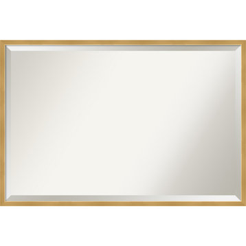 Svelte Polished Gold Beveled Wood Bathroom Wall Mirror - 37.5 x 25.5 in.