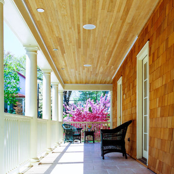 Porches on each side provide choices for sun & shade
