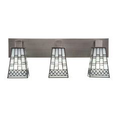 Apollo 3-Light Bath Bar, Graphite Finish With 5" Square Pewter Art Glass