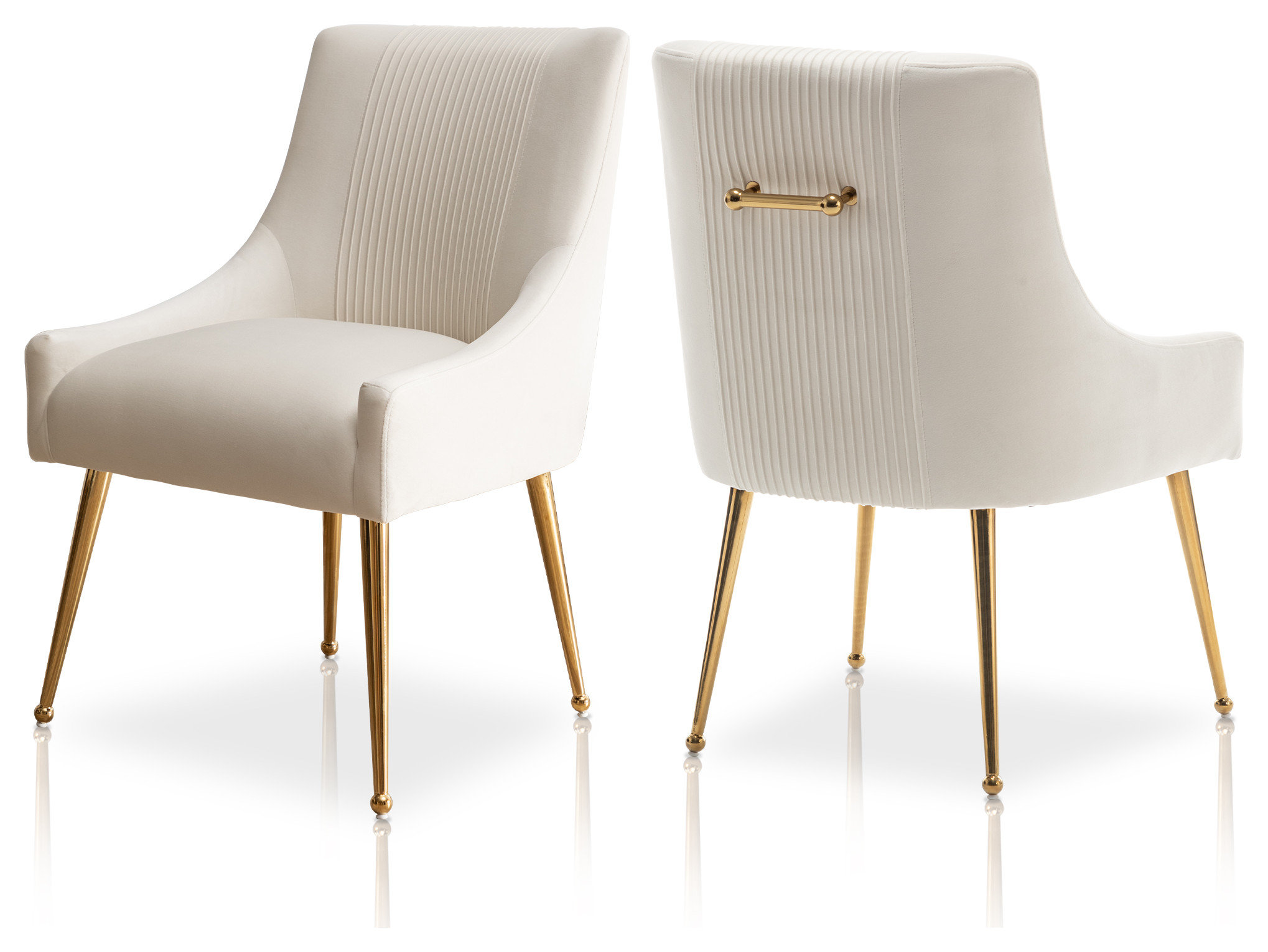 SEYNAR Modern Glam Boucle Pleated Velvet Dining Chair, Set of 2 ...