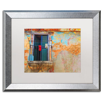 'Havana Balcony' Matted Framed Art, Silver Frame, White Matte, 20x16