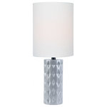 Lite Source - Lite Source LS-23202SILV Delta - One Light Table Lamp - Mini Table Lamp, Gold Ceramic/White Linen Shade, E27 A 60W.  Shade Included: YesDelta One Light Table Lamp Silver White Linen Shade *UL Approved: YES *Energy Star Qualified: n/a  *ADA Certified: n/a  *Number of Lights: Lamp: 1-*Wattage:60w E27 A bulb(s) *Bulb Included:No *Bulb Type:E27 A *Finish Type:Silver