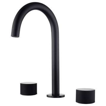 Circular X 8" Bathroom Sink Widespread Faucet with Drain Assembly, Matte Black