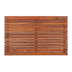 Nordic Style Teak Shower and Bath Mat 31.4"x19.6", Wide End Slat