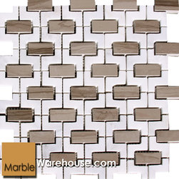 Calacatta Chiara and Athena Gris Marble Mosaic - Tile